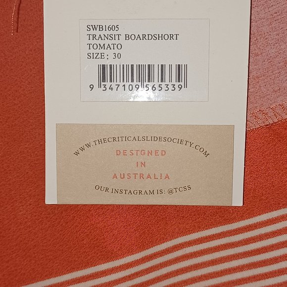 Critical Slide Society Men's Beach Shorts-Transit Board Short - Tomato - Picture 3 of 4